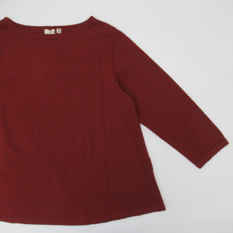 DAYS Aラインボートネック7分袖Tシャツ    ワインレッド870/43078 【日本製】